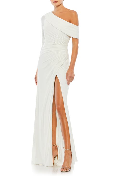 neck off shoulder white dress main image 1