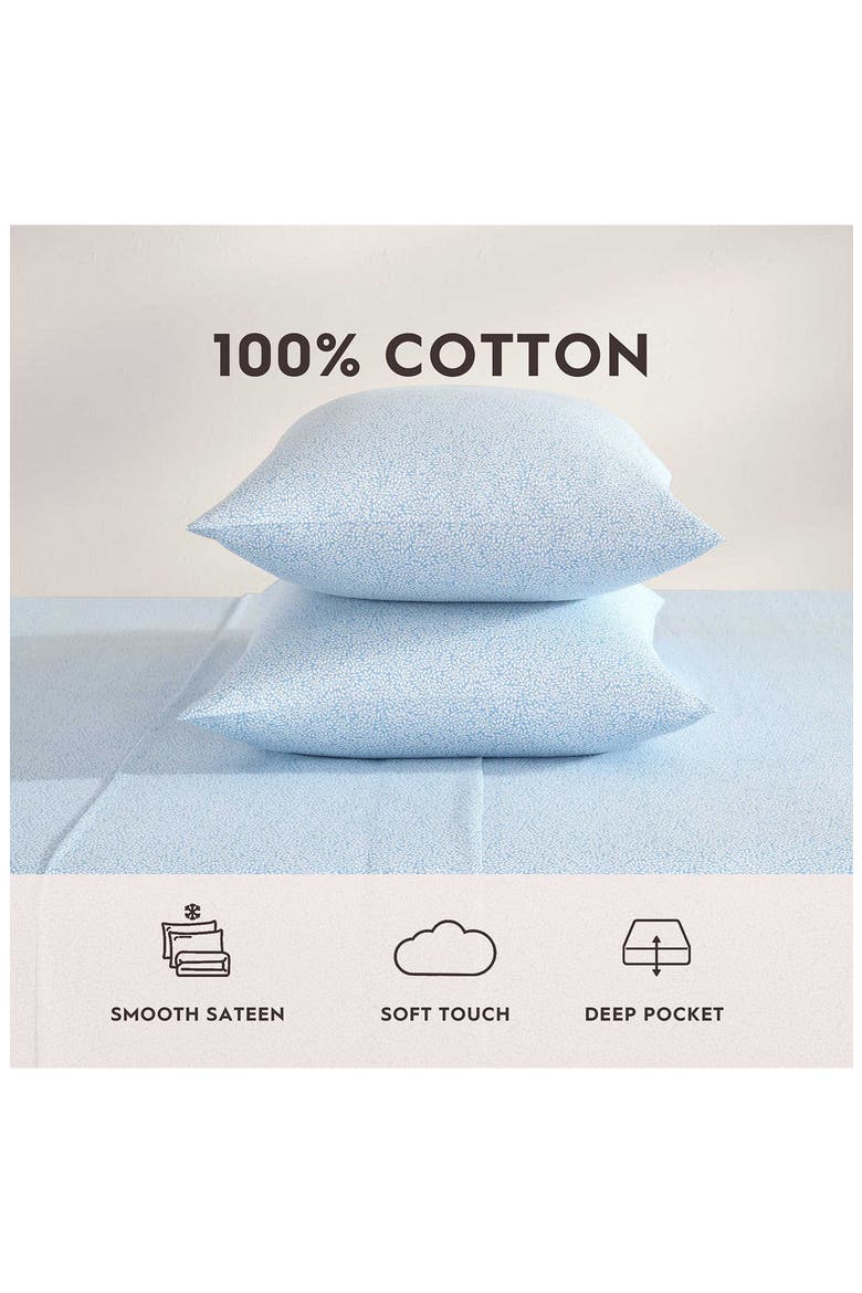 Little Vines King Cotton Sheet Set, Alternate, color, BLUE