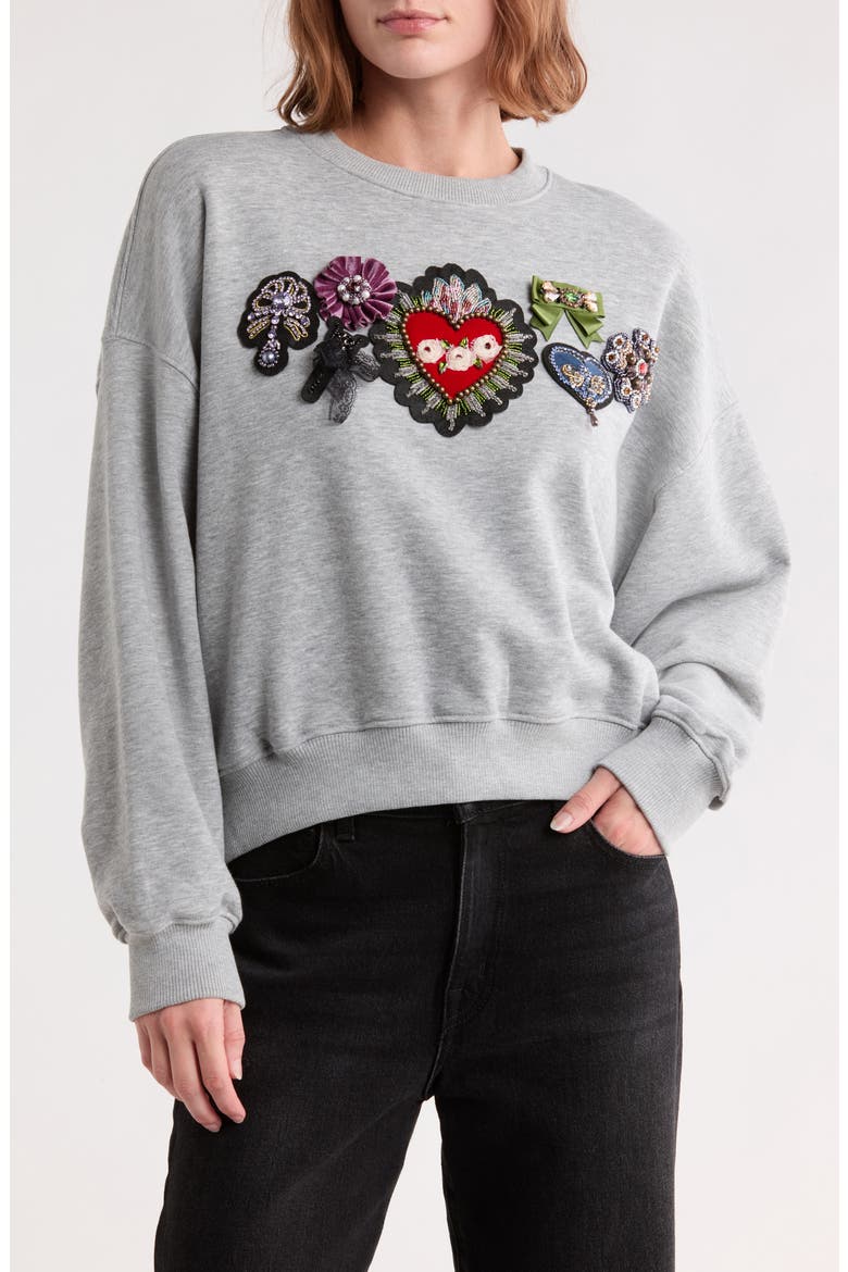 Heritage Rose Brandy Sweatshirt, Main, color, HEATHER GREY/ MULTI