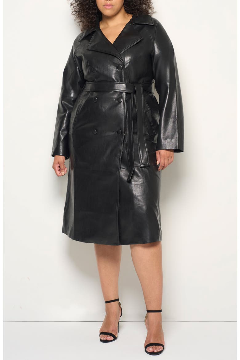 Miller Recycld Leather Trench Coat, Alternate, color, Black