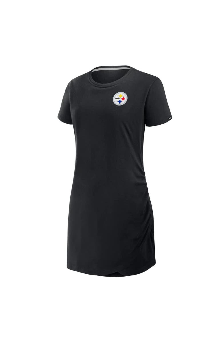 FANATICS Women's Fanatics Black Pittsburgh Steelers Ruched Drape T-Shirt Dress, Alternate, color, Black