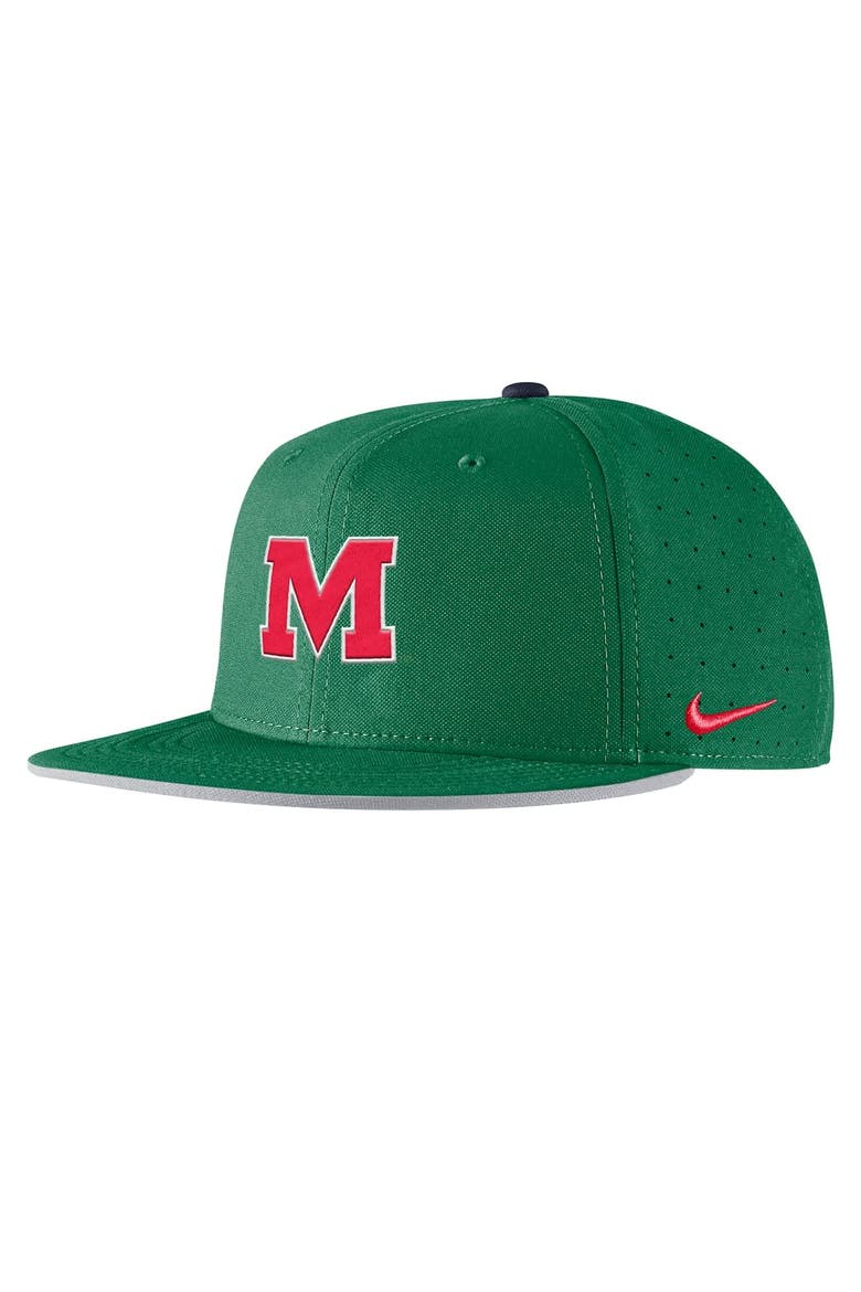 Men's Nike Green Ole Miss Rebels  On-Field Baseball Performance Fitted Hat, Main, color, Green