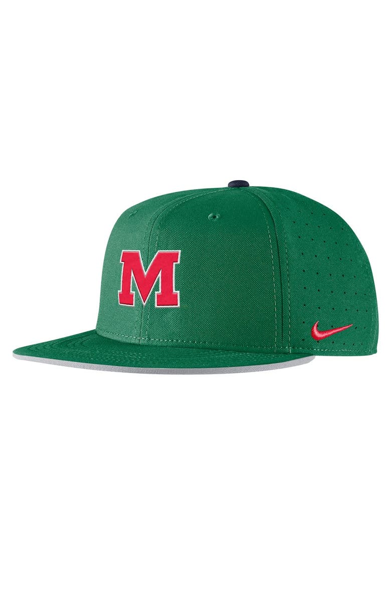 Nike Men's Nike Green Ole Miss Rebels On-Field Baseball Performance Fitted Hat, Main, color, Green