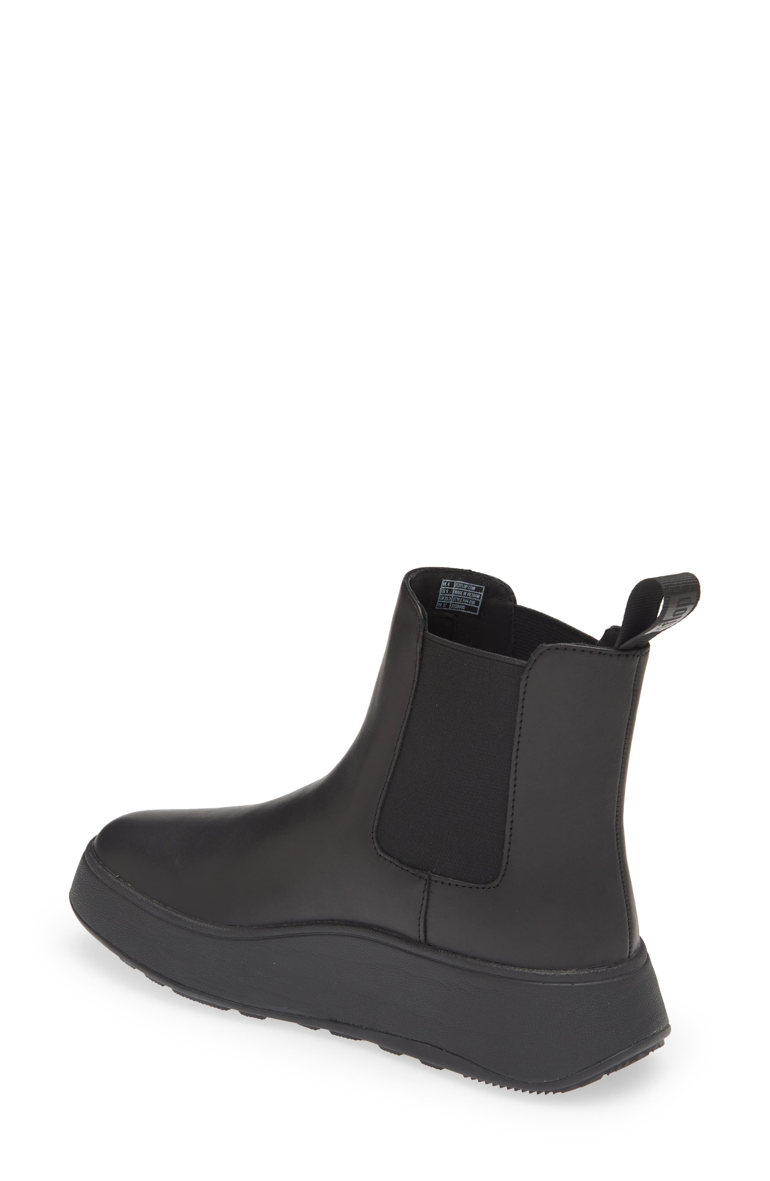 F-Mode leather flatform chelsea boots, Alternate, color, ALL BLACK