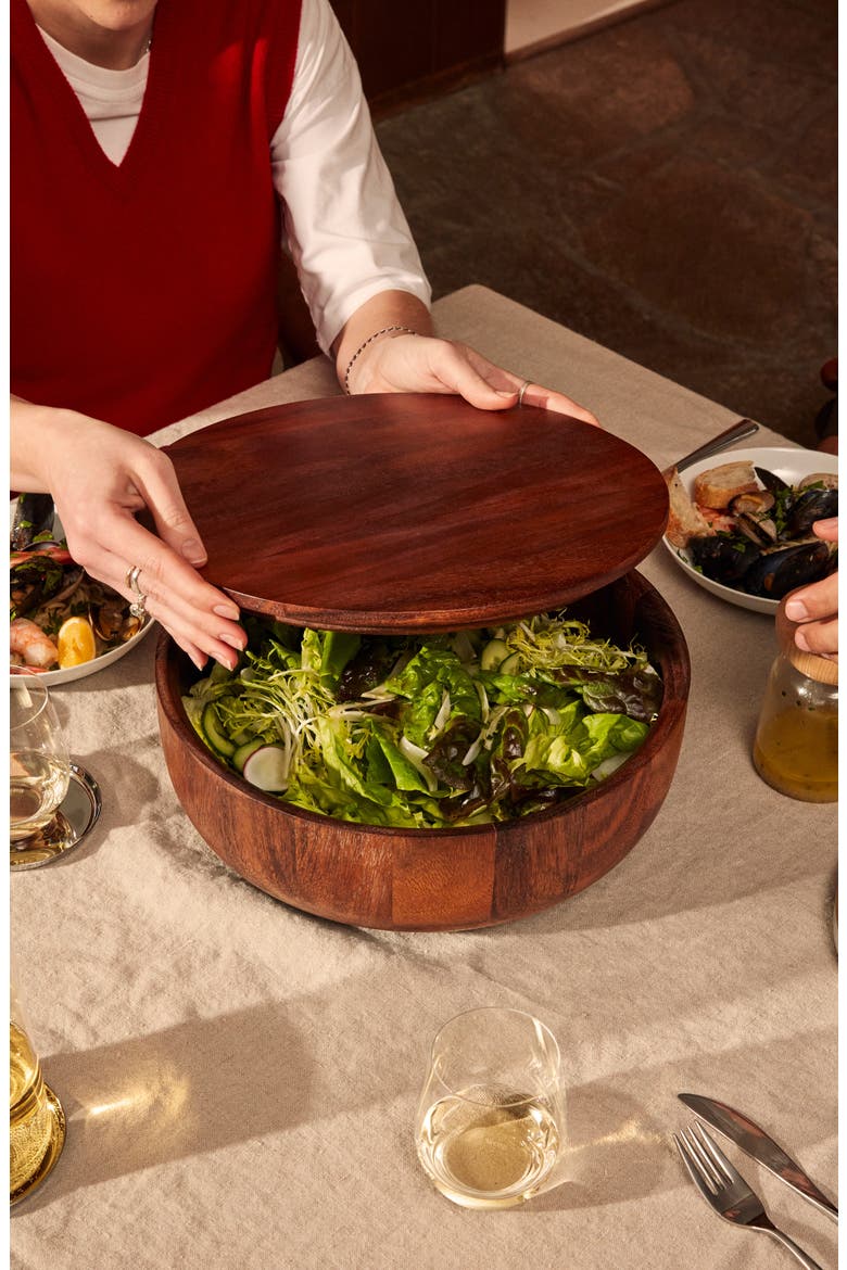 Dot Wooden Salad Bowl & Lid, Alternate, color, NO COLOR