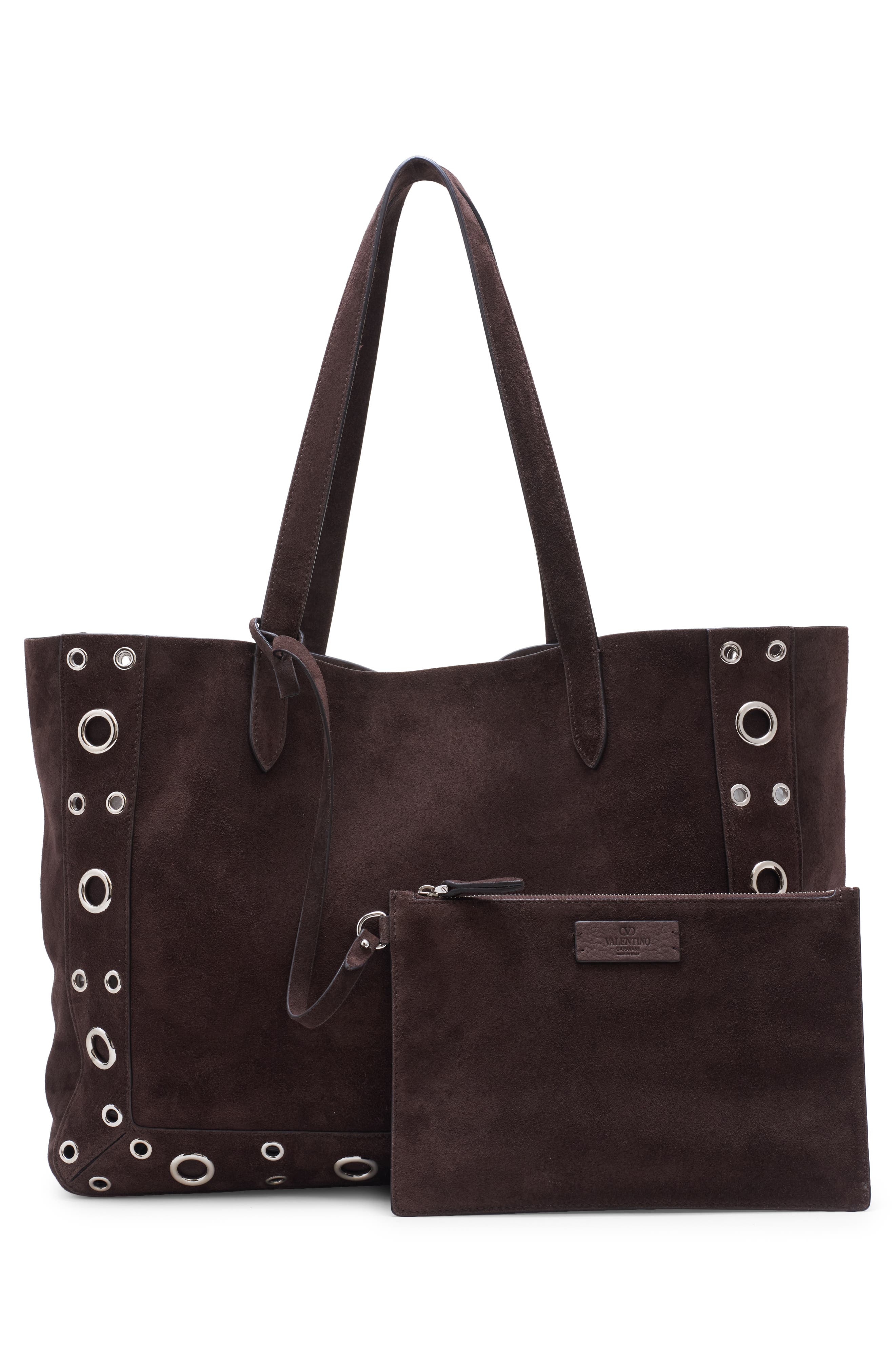 Valentino Garavani Nellcôte Stud Suede Tote, Alternate, color, 0To Testa Di Moro