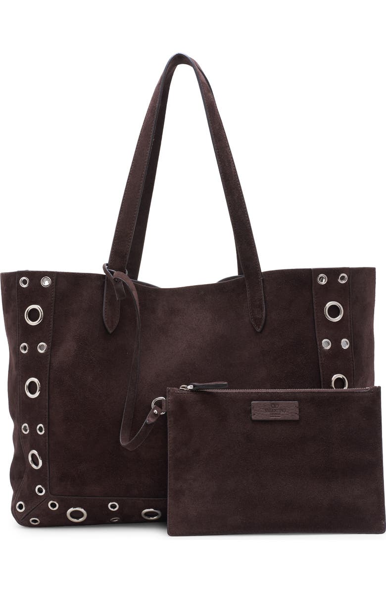 Valentino Garavani Nellcôte Stud Suede Tote, Alternate, color, 0To Testa Di Moro