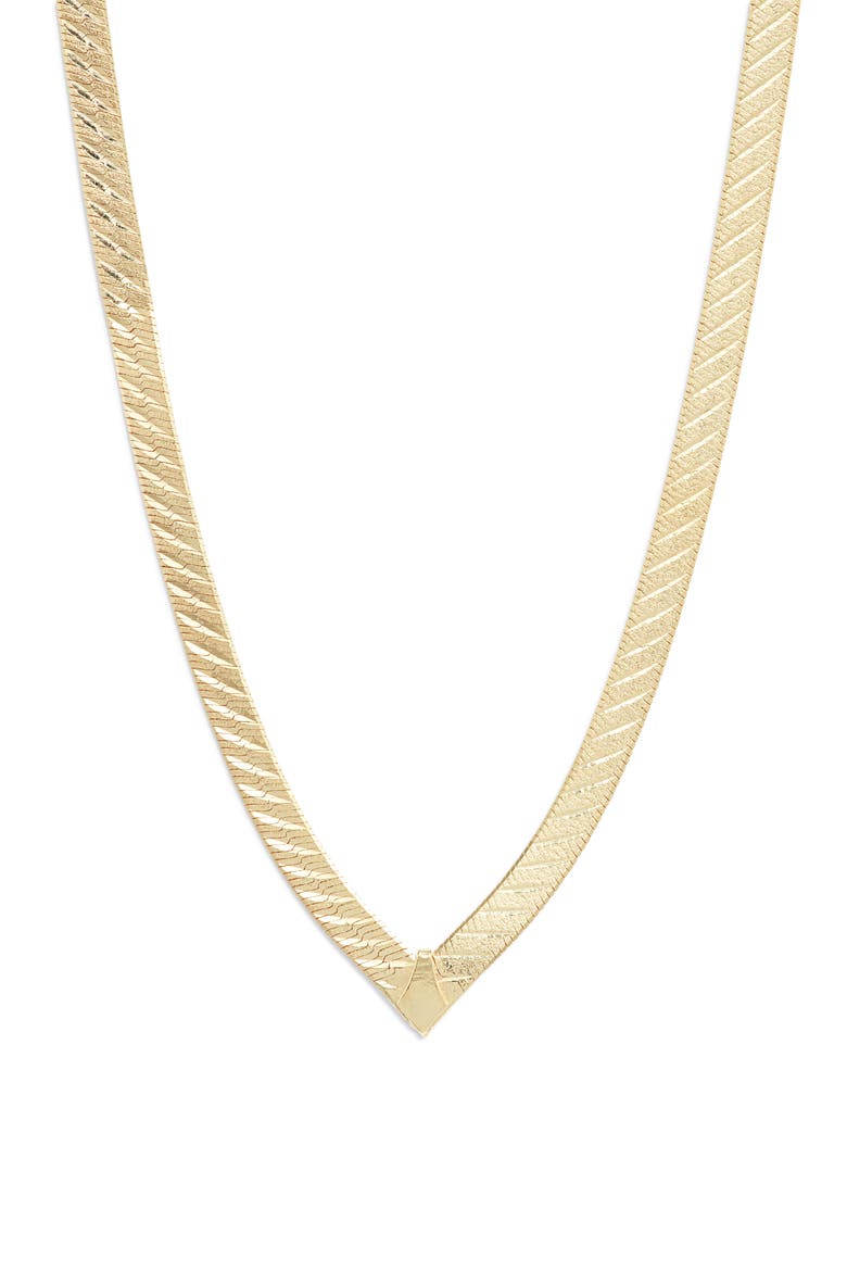 Herringbone Chain V-Necklace, Main, color, GOLD
