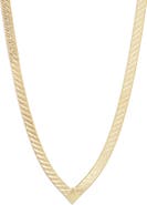 Argento Vivo Sterling Silver Herringbone Chain V-Necklace