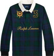 Polo Ralph Lauren Kids' Plaid Long Sleeve Cotton Jersey Rugby Polo
