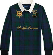 Polo Ralph Lauren Kids' Plaid Long Sleeve Cotton Jersey Rugby Polo