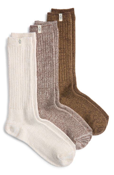 Assorted 3-Pack Slouchy Ribbed Crew Socks