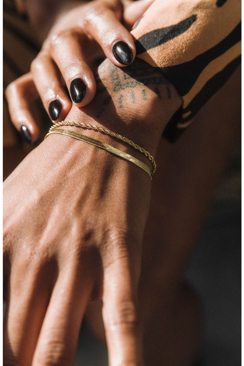 Ella Herringbone Chain Bracelet, Alternate, color, GOLD
