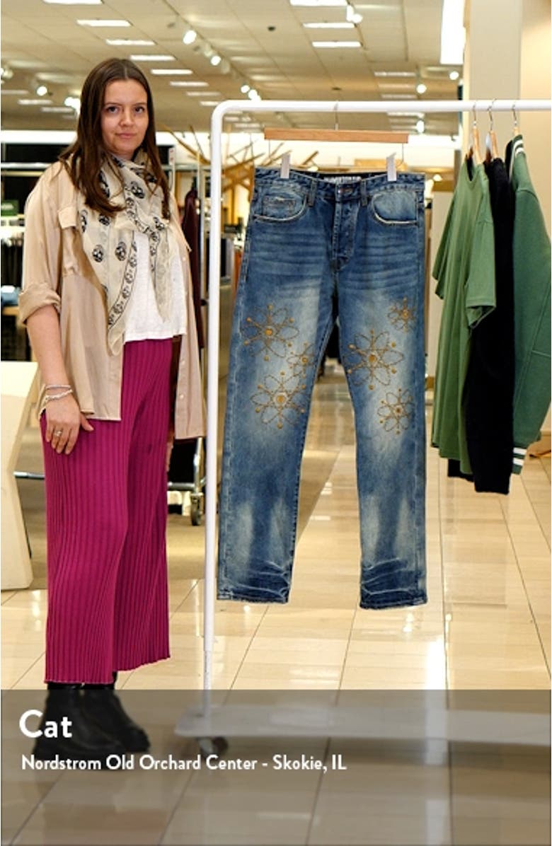 Nuclear Embroidered Straight Leg Jeans, sales video thumbnail