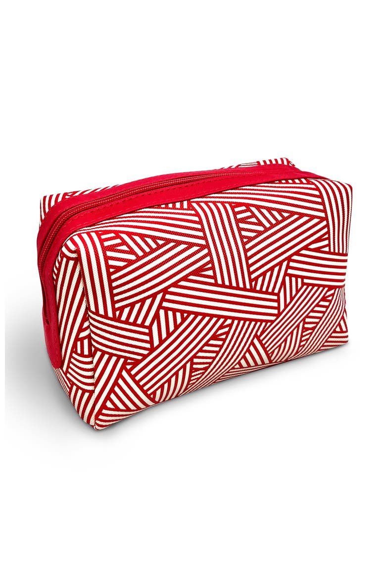 Scarlet Stripe Cosmetic & Travel Bag, Alternate, color, Red