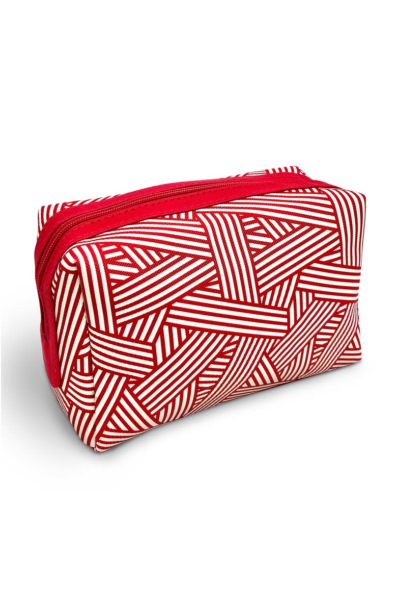 Youzey Scarlet Stripe Cosmetic & Travel Bag, Alternate, color, Red