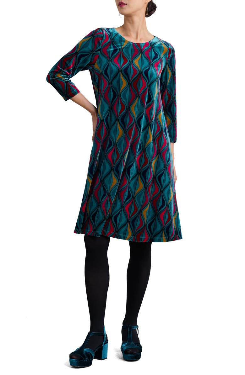 Seasalt Cornwall Mahonia Print Velvet Shift Dress, Main, color, 