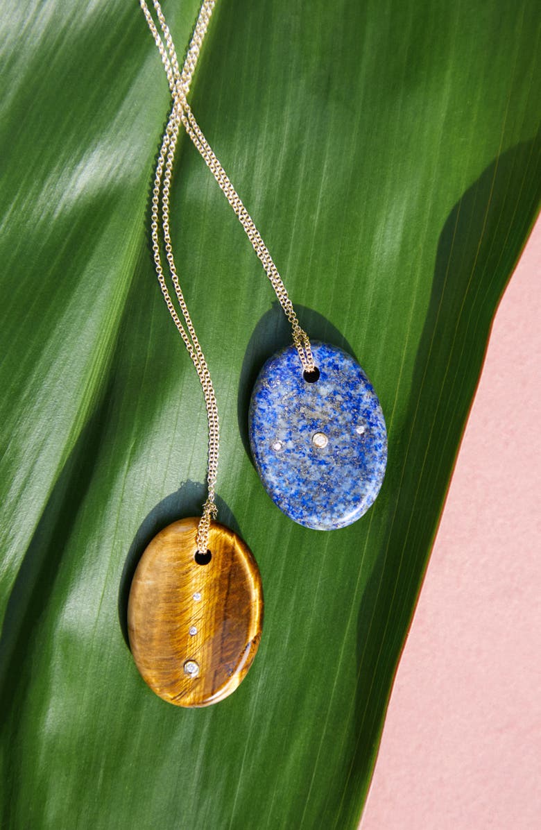 EF Collection Lapis Aura Pendant Necklace, Alternate, color, 14K Yellow Gold / Lapis