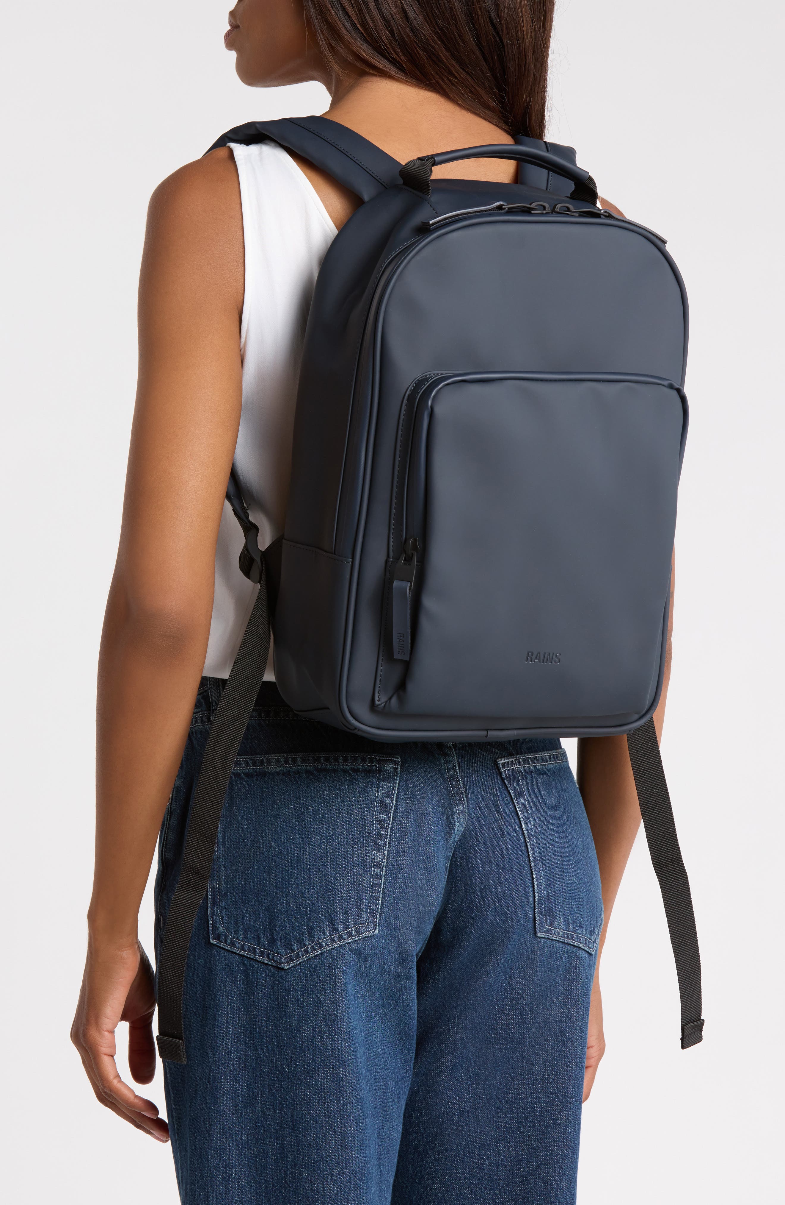 Book Faux Leather Daypack, Alternate, color, NAVY