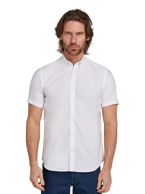 Raging Bull Short Sleeve Lightweight Oxford Shirt In White