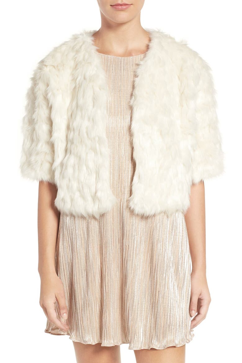 Faux Fur Capelet, Main, color, IVORY