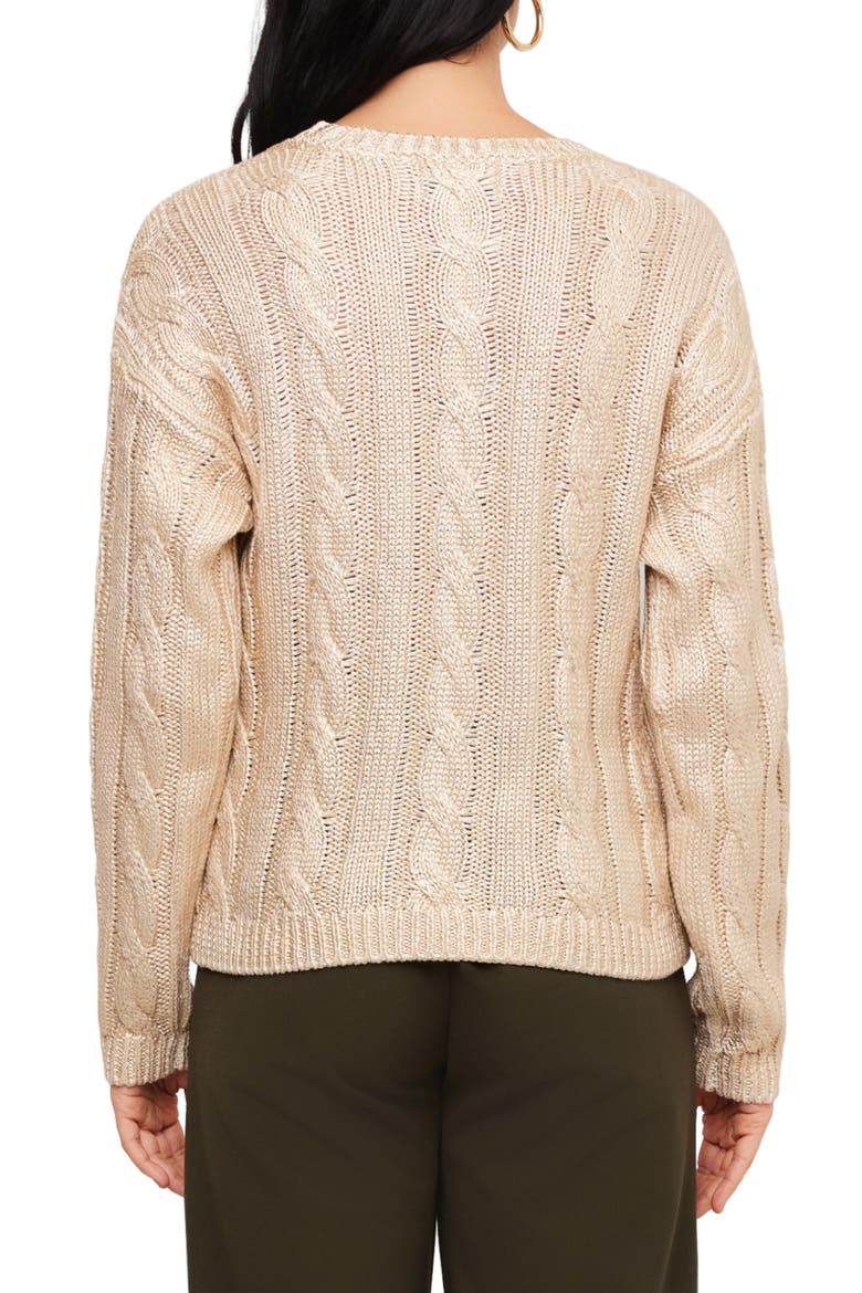 Levie Metallic Cable Knit Sweater, Alternate, color, GOLD