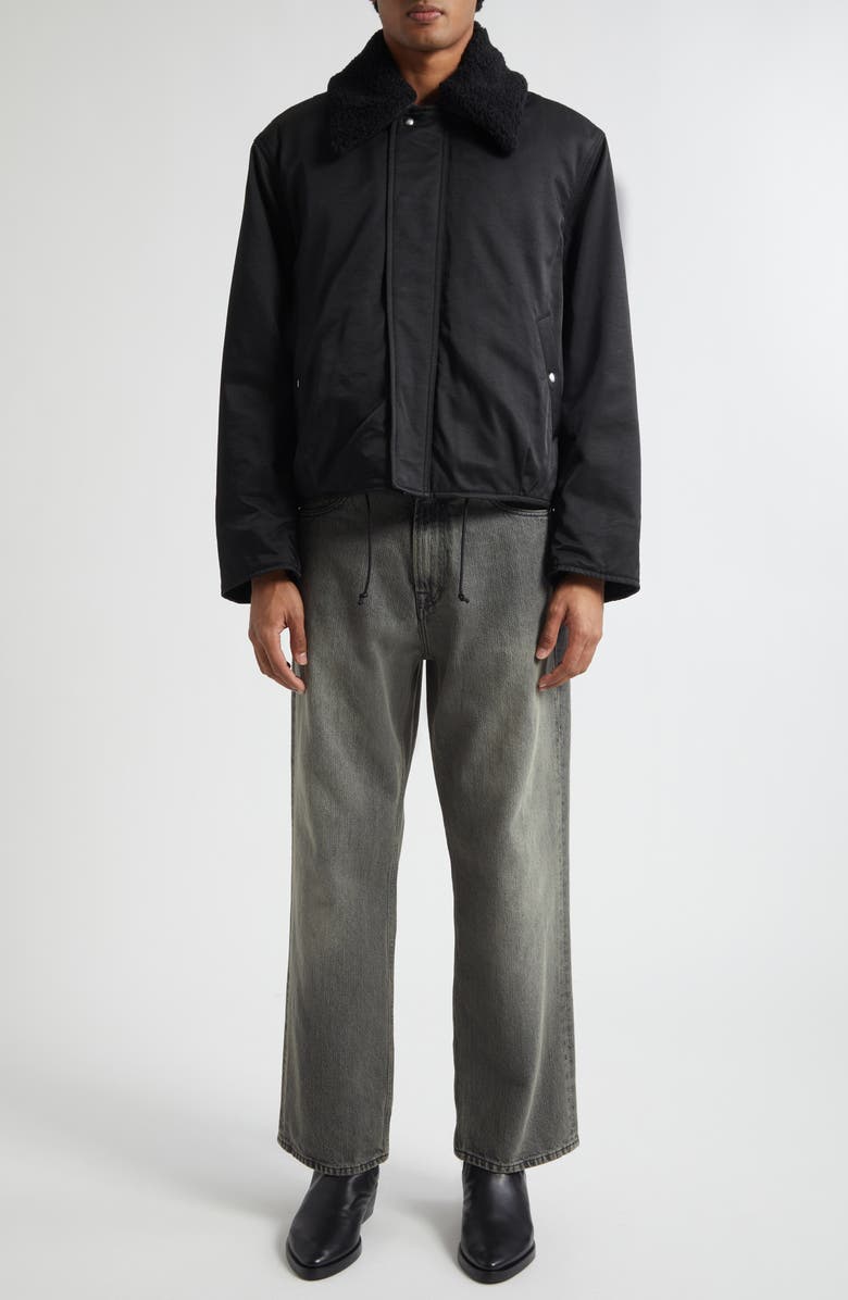 OUR LEGACY Ace Water Repellent Jacket with Detachable Faux-Fur Collar, Alternate, color, Black Aero Nylon