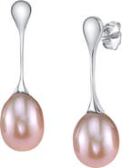 The Pearl Source Pink Freshwater Pearl Long Teardrop Earrings