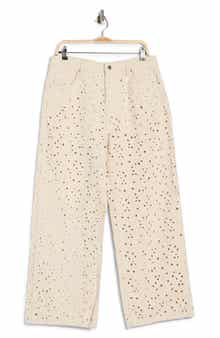 Vigoss Eyelet Embroidered Straight Leg Jeans