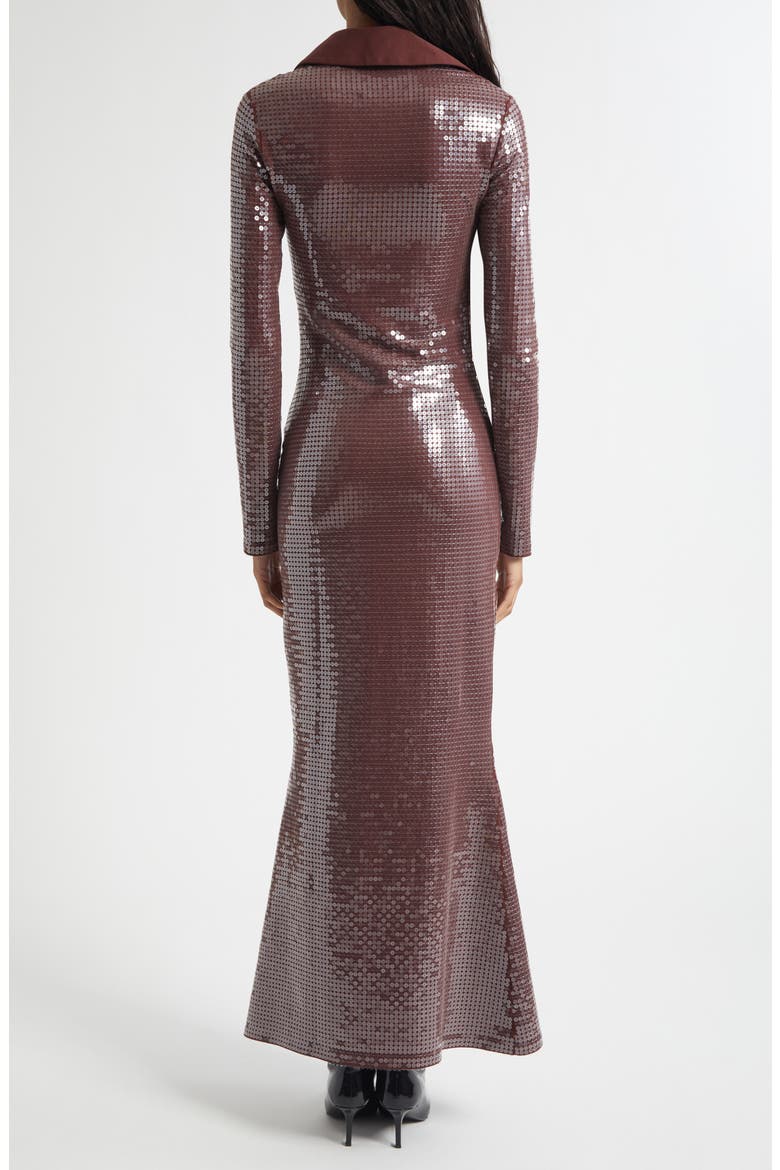 Long Sleeve Sequin Jersey Dress, Alternate, color, CHOCOLATE