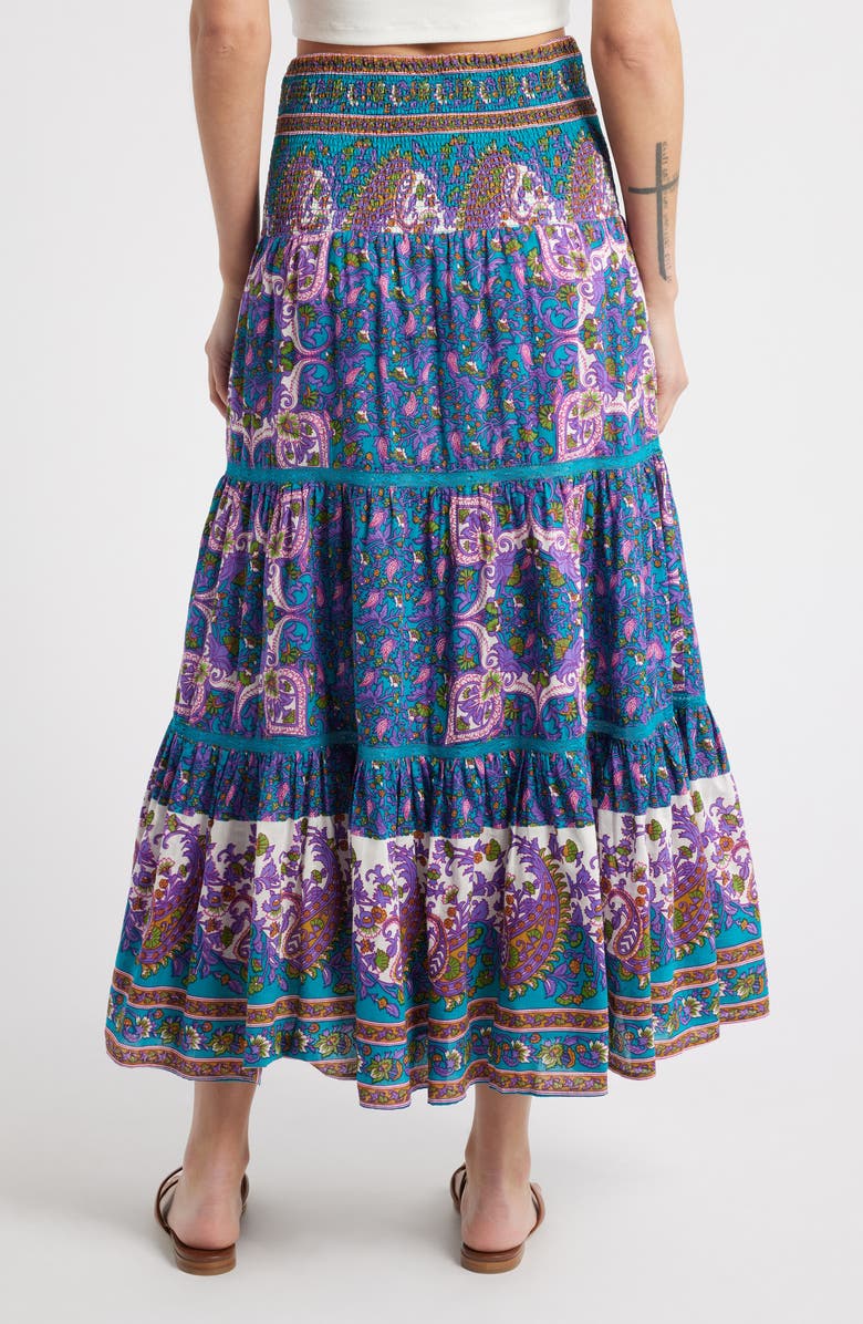 ALICIA BELL Mandy Cotton & Silk Maxi Cover-Up Skirt, Alternate, color, Purple Brown Print