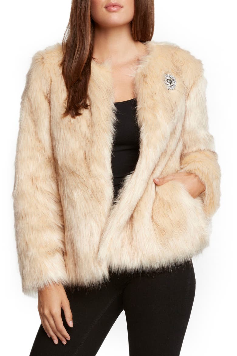 Faux Fur Jacket, Main, color, NATURAL