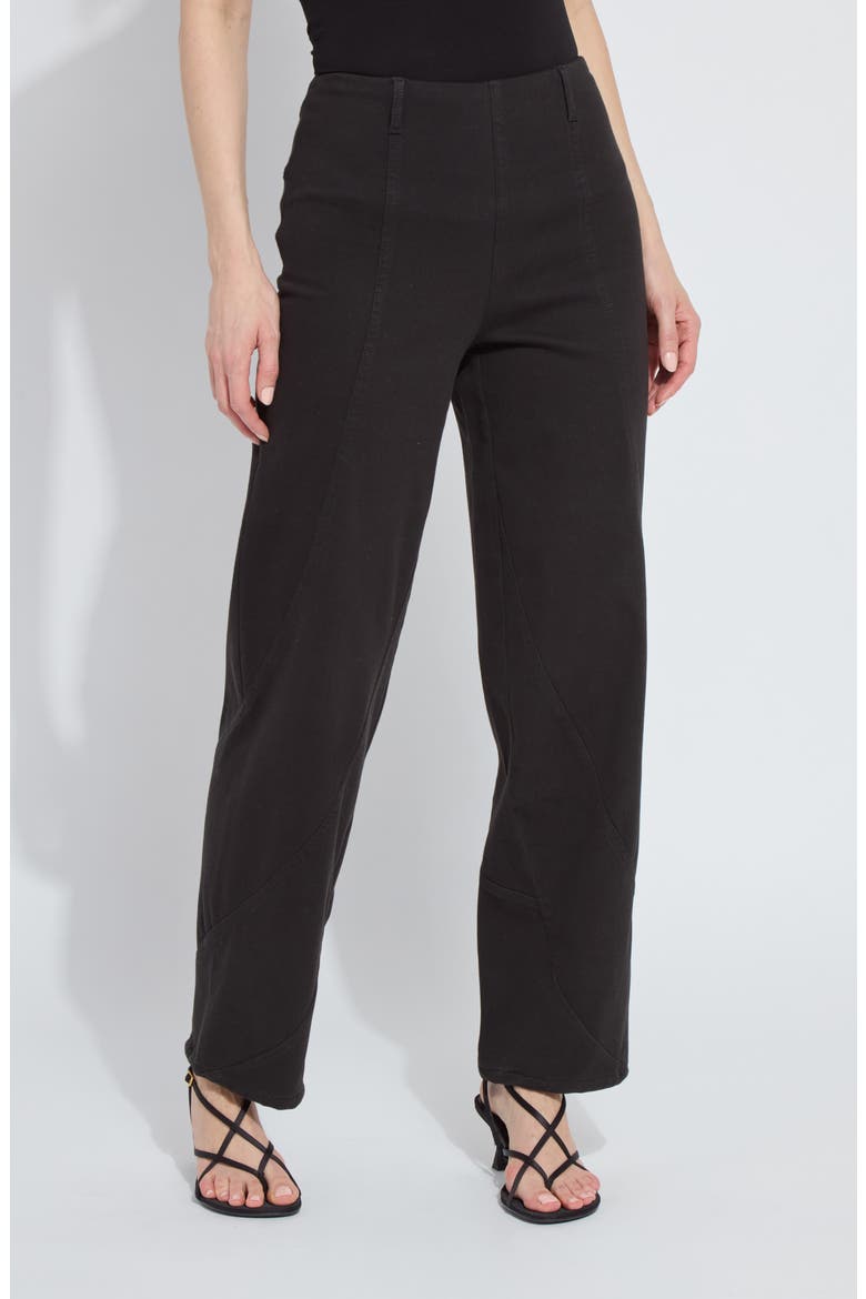 Amabel High Waist Seamed Barrel Leg Jeans, Main, color, BLACK
