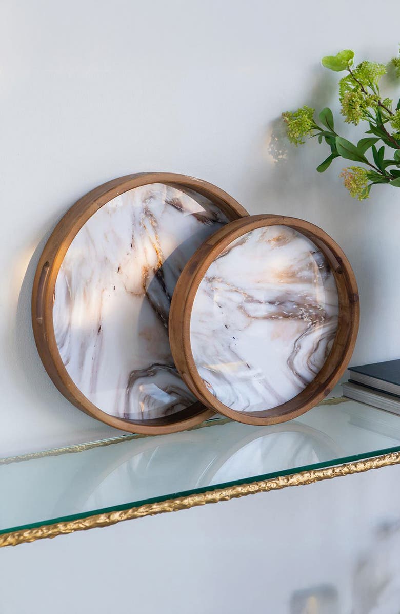 A & B Home Set of 2 Decorative Trays, Alternate, color, Brown