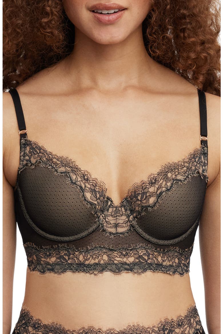 Entice Longline Underwire Bra, Main, color, BLACK/ NYLON