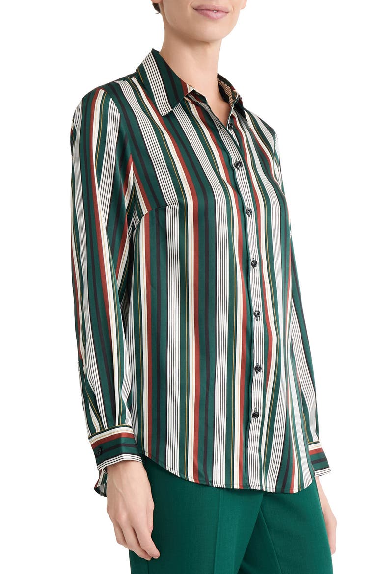 Striped Long Sleeve Button Down Shirt, Alternate, color, EVERGREEN MULTI
