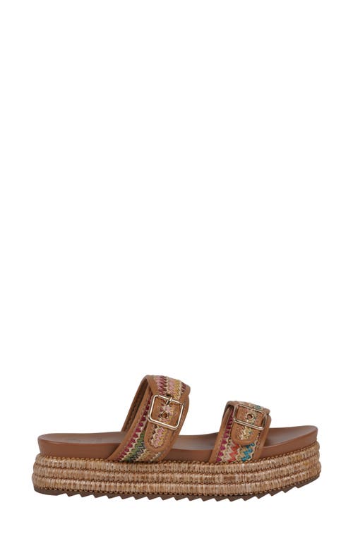 Gc Shoes Lorena Raffia Platform Slide Sandal In Brown Multi