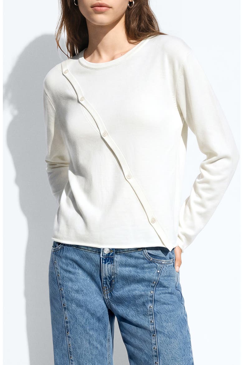 Diagonal-Button Cardigan, Main, color, WHITE