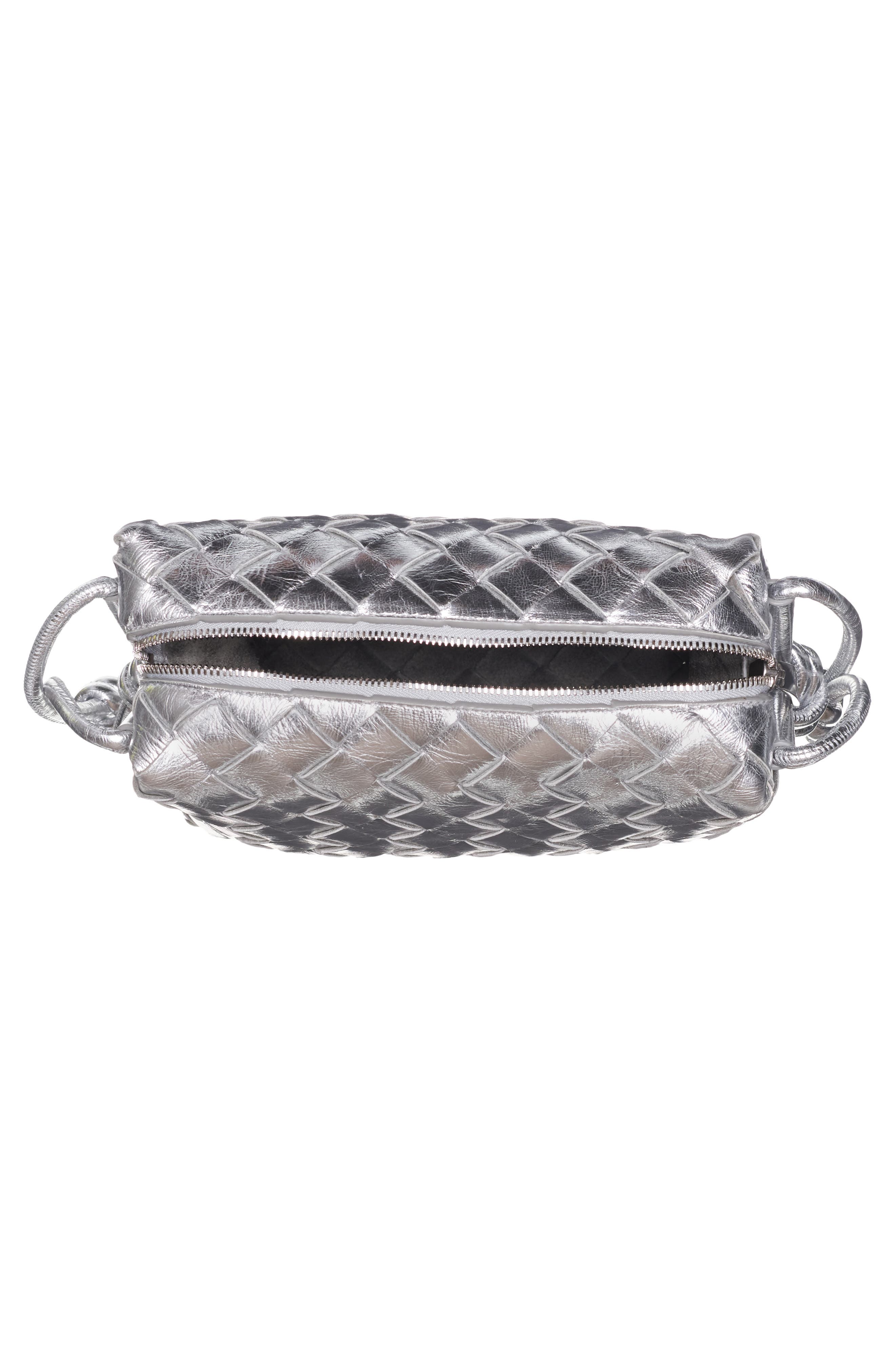 Small Intrecciato Leather Crossbody Bag, Alternate, color, SILVER/ SILVER