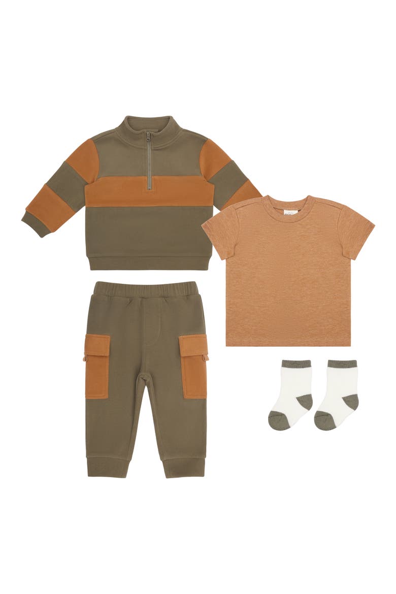 Kids' 4-Piece Rugby Pant Set, Main, color, DARK GREEN
