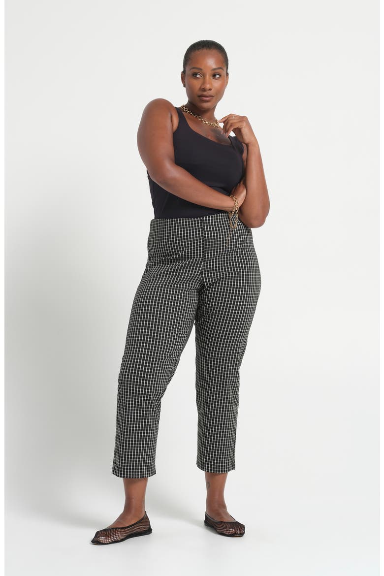 Bobbie Grid Ankle Pants, Alternate, color, BLACK/ MILK