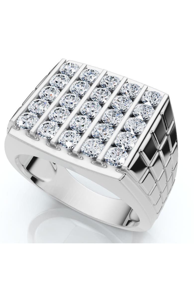 2Ct Diamond Men's Wedding Anniversary Ring 10k Gold Lab Grown, Alternate, color, 10k White Gold
