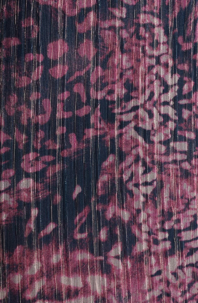 Anne Klein Floral Metallic Stripe Long Sleeve Midi Dress, Alternate, color, Lotus Pink Multi