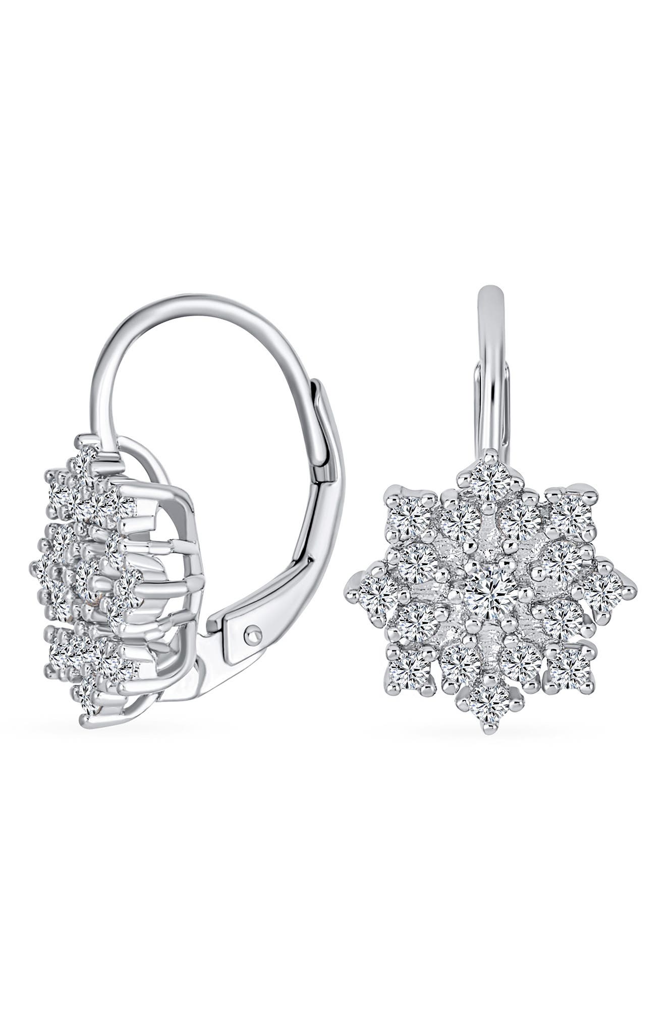 BLING JEWELRY Snowflake CZ Earrings