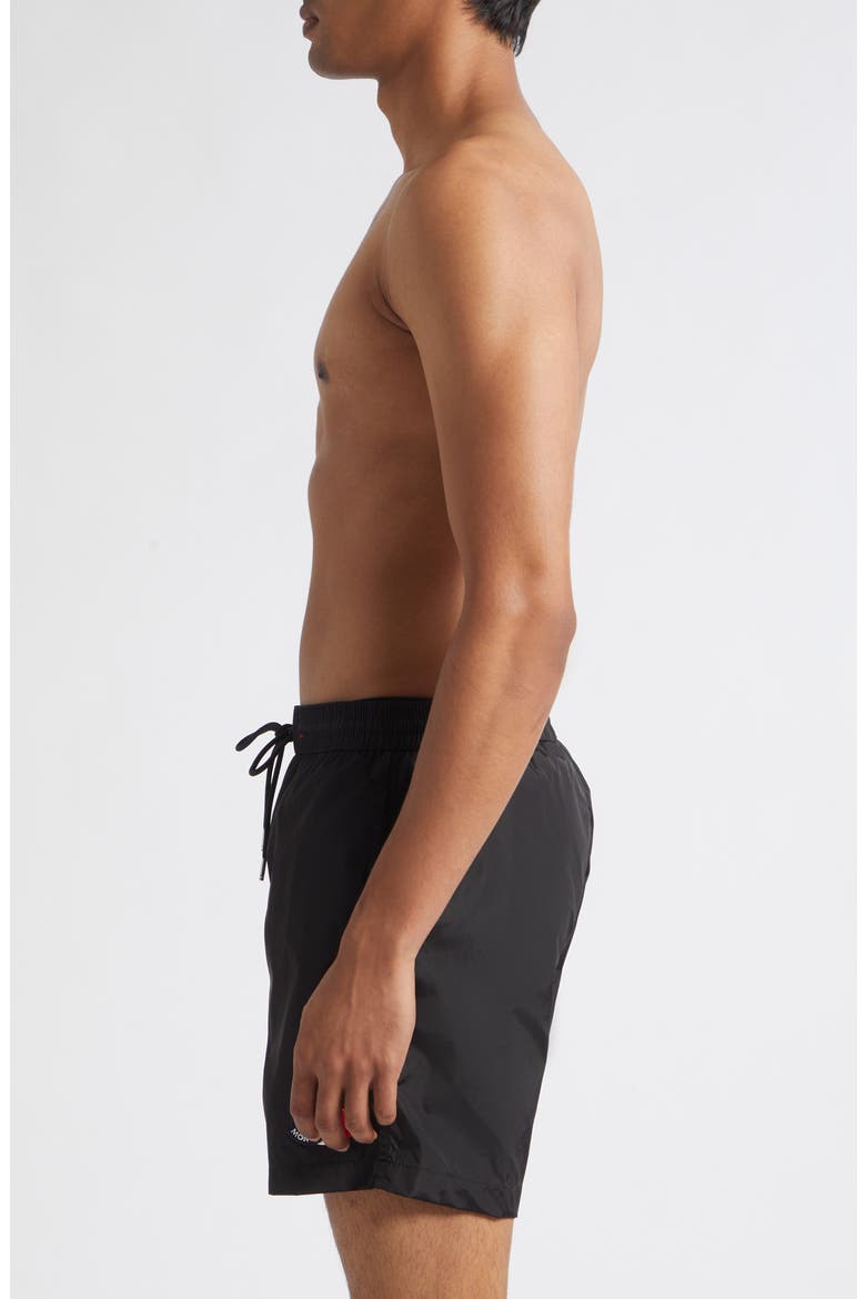 Logo Patch Swim Trunks, Alternate, color, BLACK