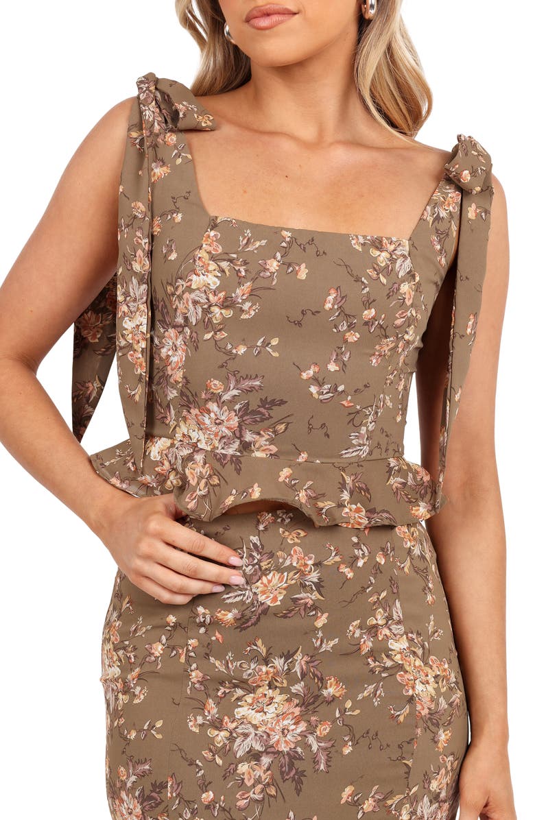 Petal & Pup Luna Crop Peplum Tank & High Waist Skirt Set, Alternate, color, Olive Print