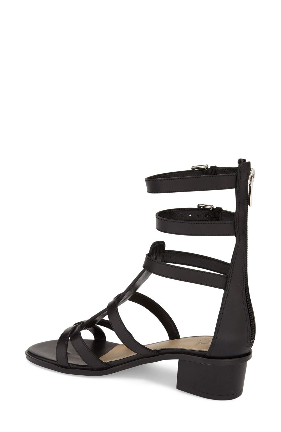 'Fawn' Gladiator Block Heel Sandal, Alternate, color, BLACK LEATHER