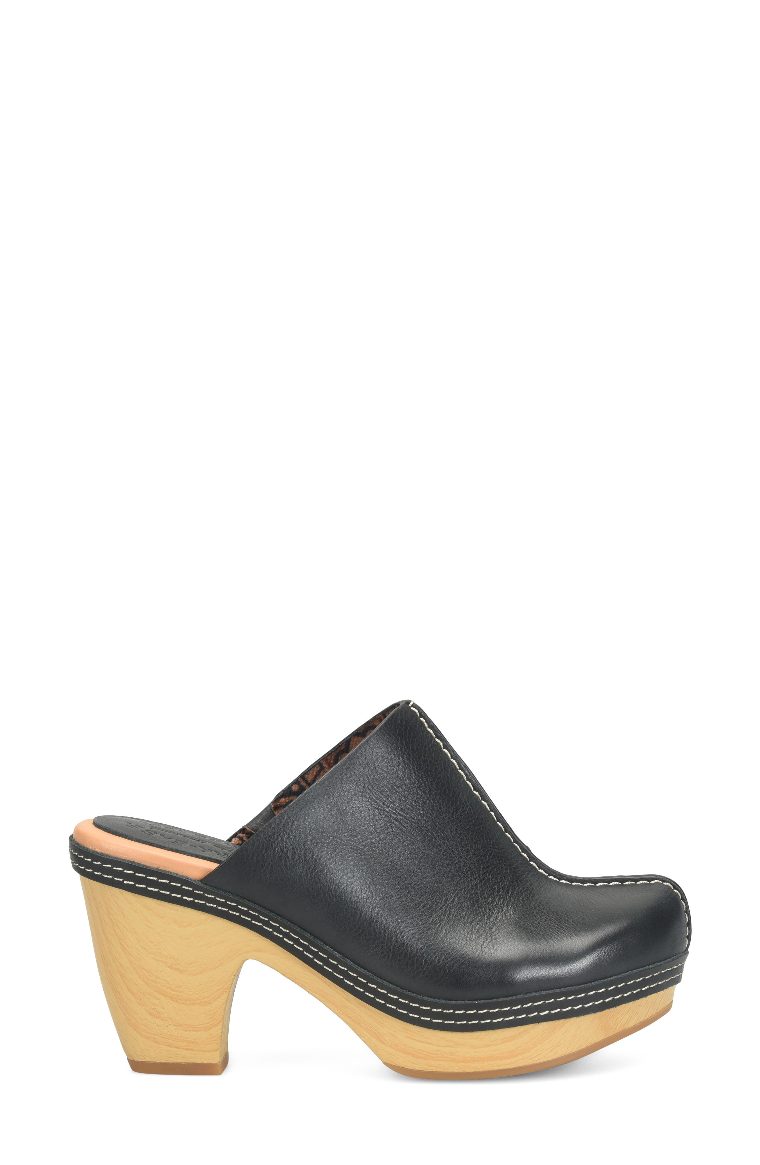 Gwendolyn Leather Clog, Alternate, color, BLACK LEATHER