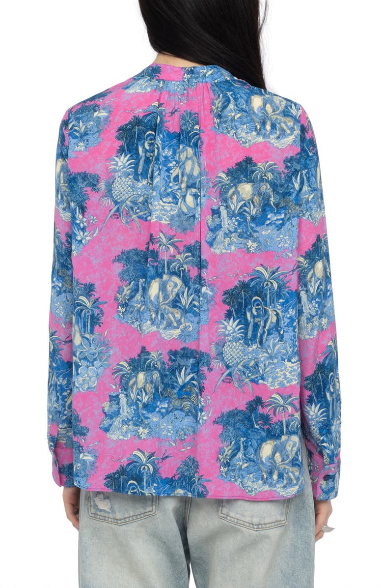 Zadig & Voltaire Tink Wild Jungle Print Crepe Popover Top, Alternate, color, Lady
