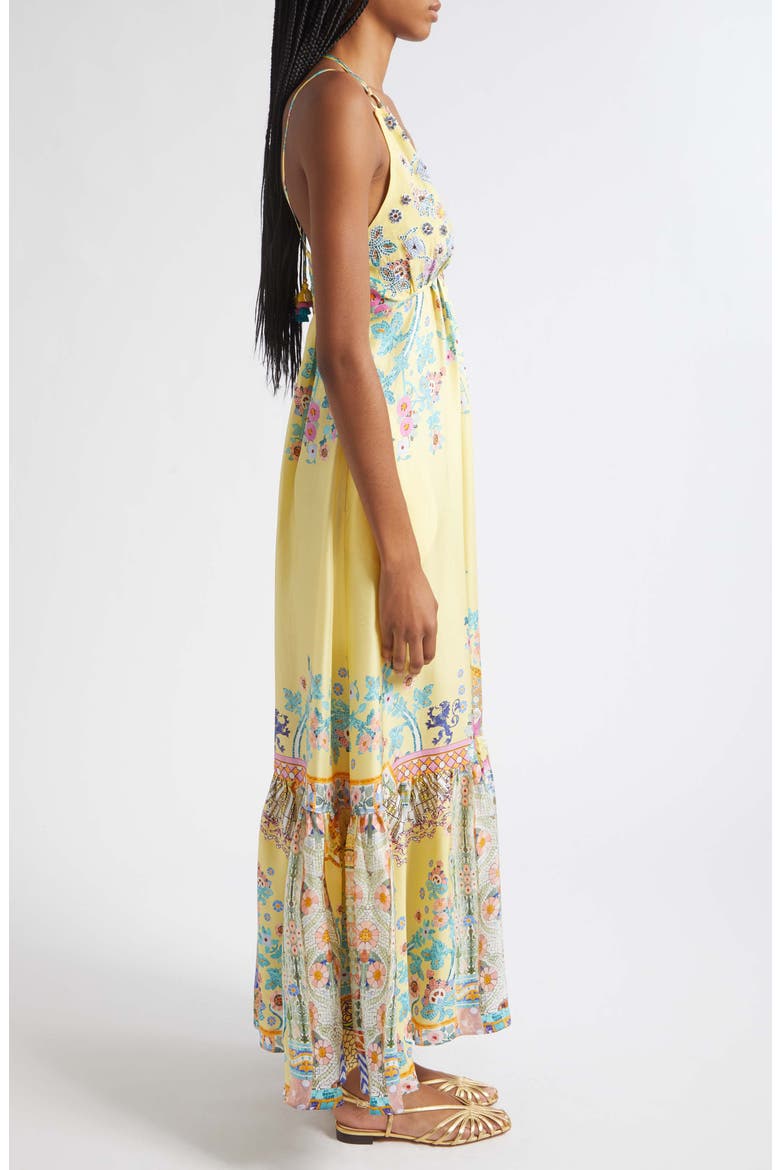 Barcelona Beaded Silk Halter Maxi Dress, Alternate, color, BARCELONA